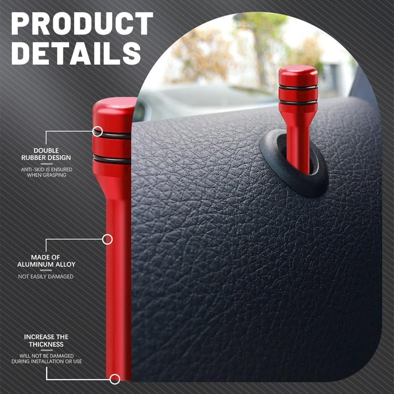 HEVLE 4PCS Car Door Lock Knobs, Vehicle Door Lift Bolt, Aluminum Alloy Doors Lock Cover Decor, 0.47" x 1.93" Automotive Door Lock Switches, Universal Car Accessories Safety Door Lock Pin (Red) - Image 5
